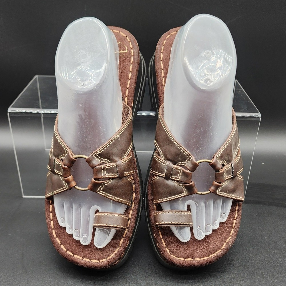 Lower East Side 9 Brown Toe Loop Platform Sandals Y2K Chunky Lug Sole 90s Retro